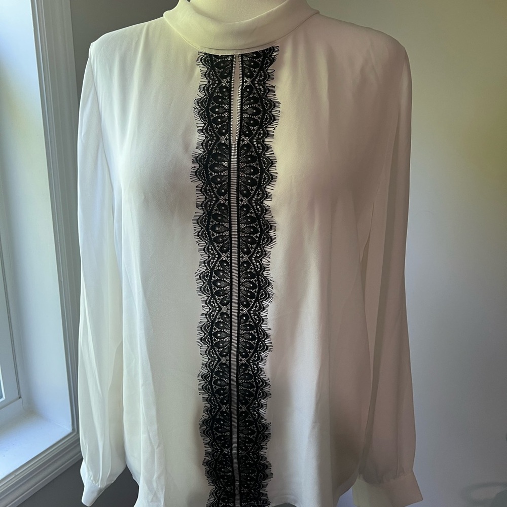 Violet & Claire Cream Long Sleeve Embellished Blouse